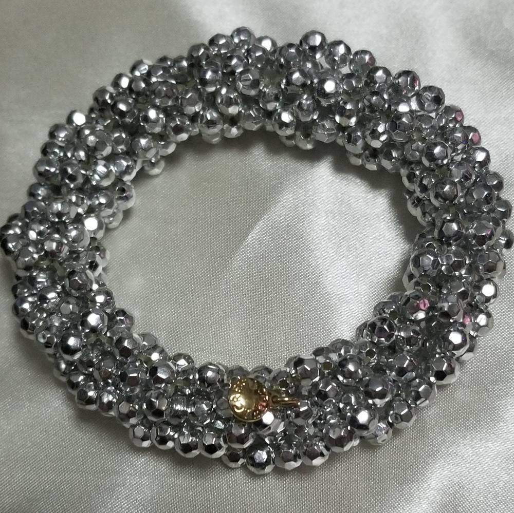 J CREW silver twisted cluster beaded bracelet